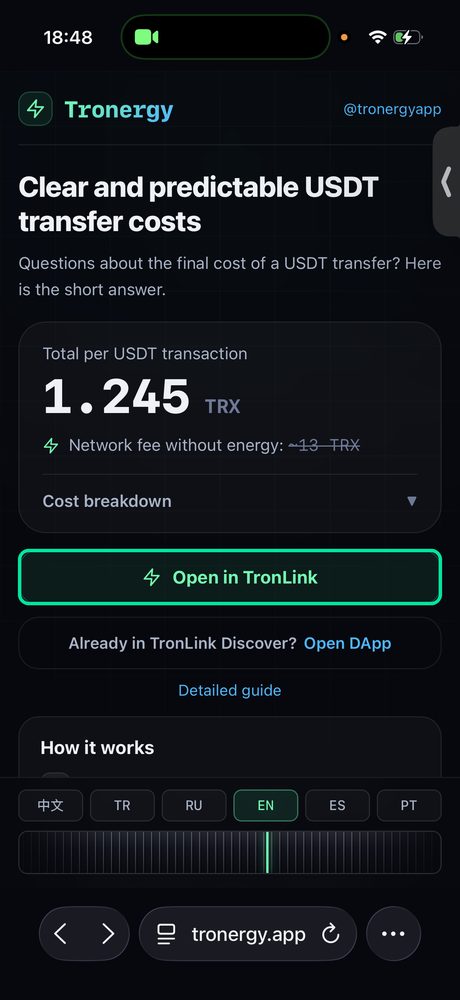 tronergy.app → “Open in TronLink”